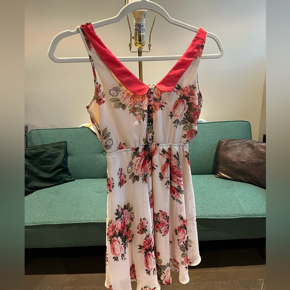 Pink and white floral dress
